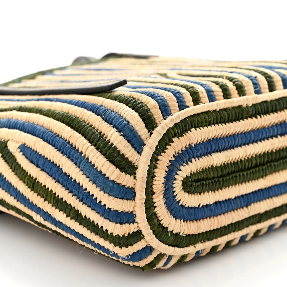 Lushentic Grade Handbags - Basket Tote Bag in Natural Khaki & Blue - Image 4