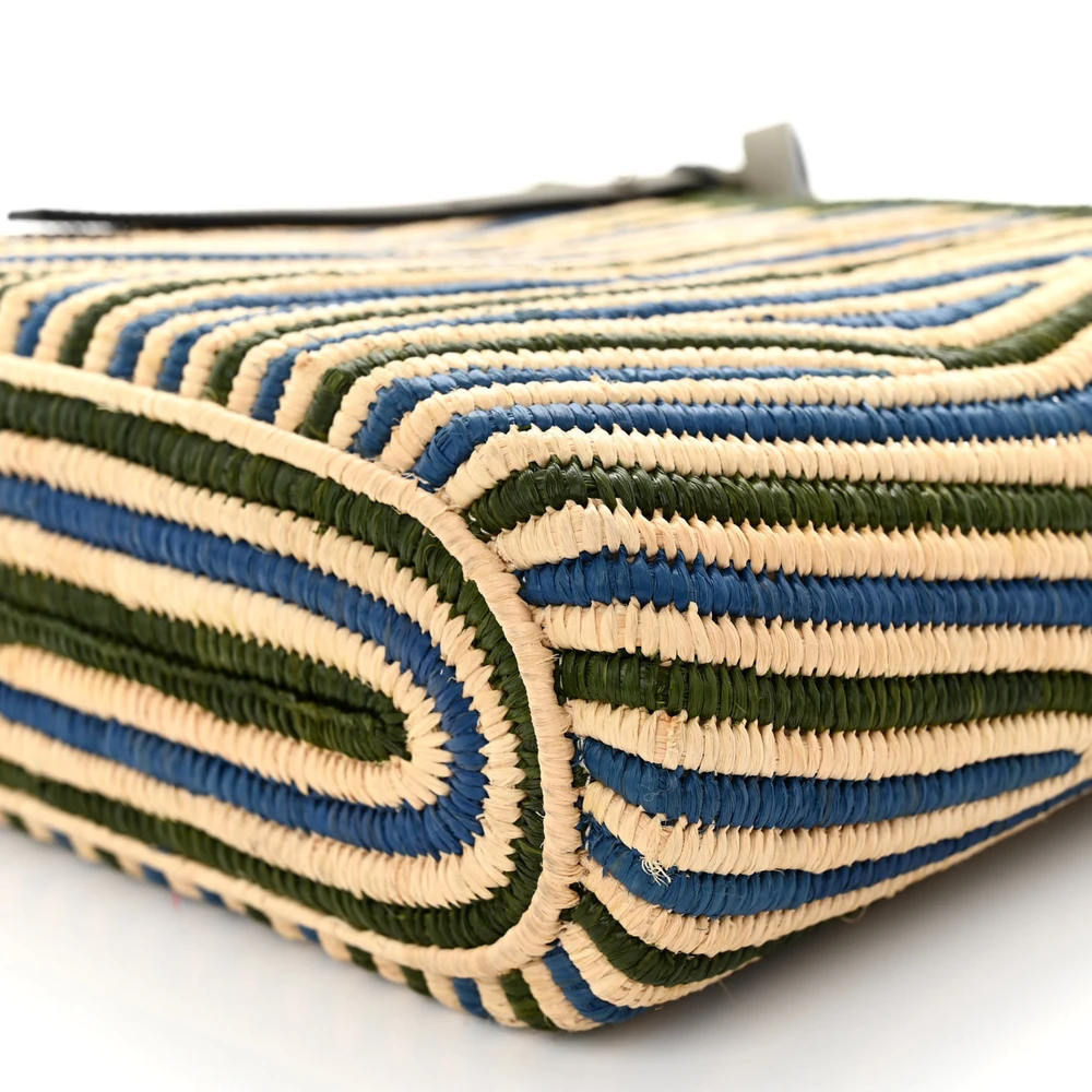 Lushentic Grade Handbags - Basket Tote Bag in Natural Khaki & Blue - Image 5