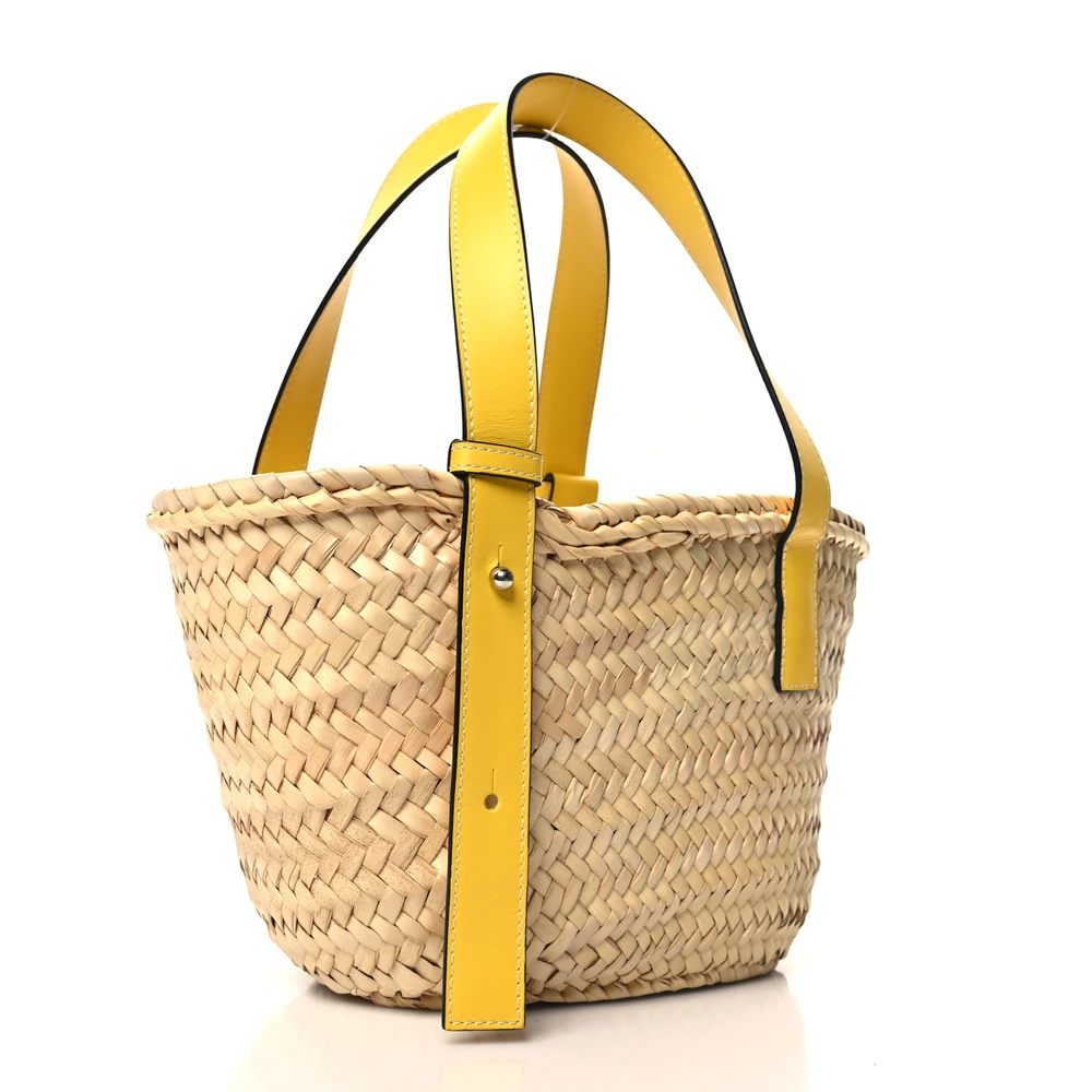Lushentic Reviews: Basket Tote Bag Small Natural Yellow Raffia Leather - Image 3