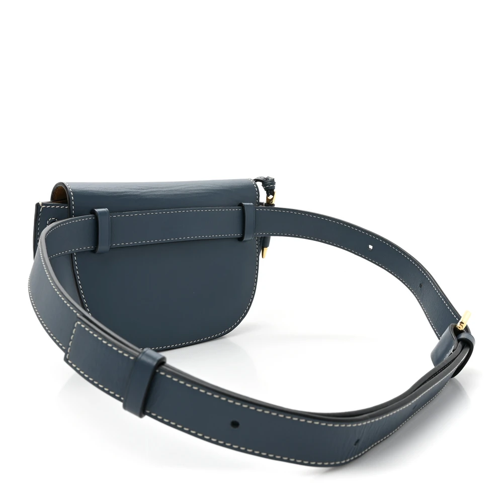 Lushentic Grade Designer Bags - Gate Belt Bag Mini Steel Blue Calfskin - Image 3