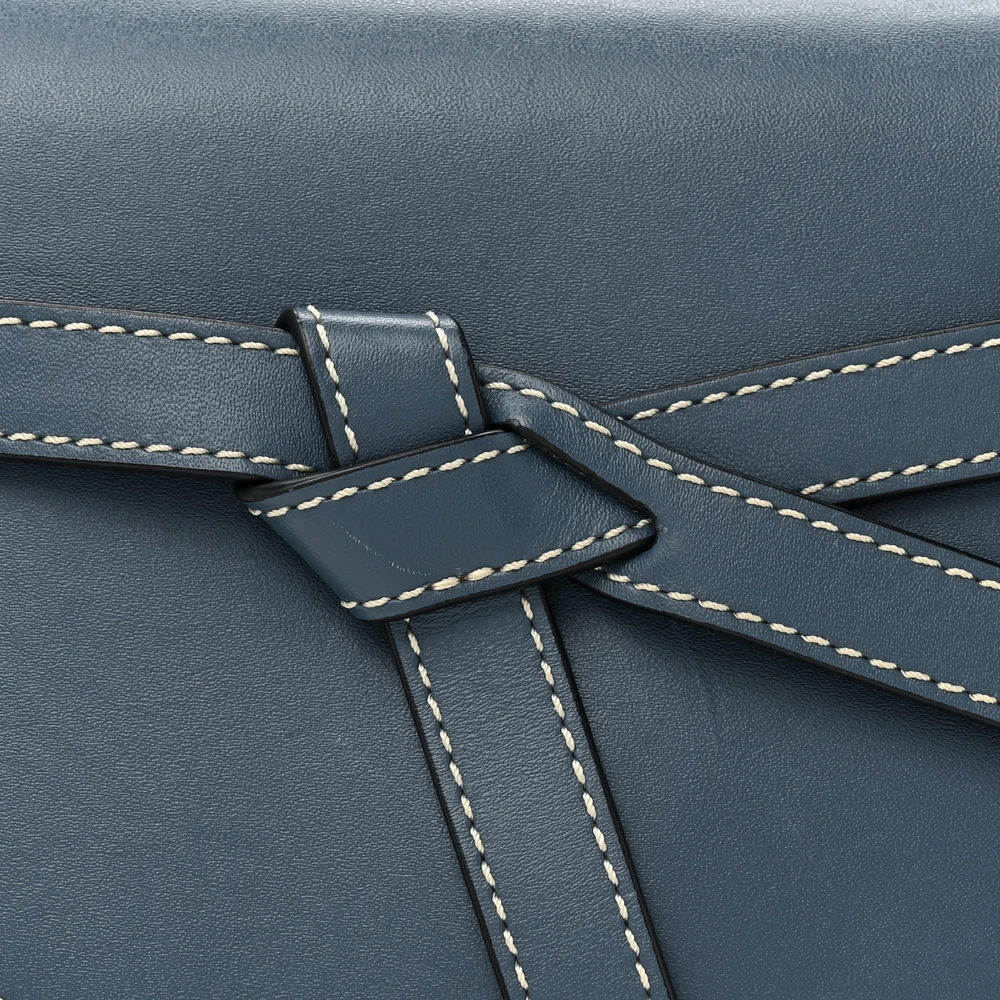 Lushentic Grade Designer Bags - Gate Belt Bag Mini Steel Blue Calfskin - Image 8