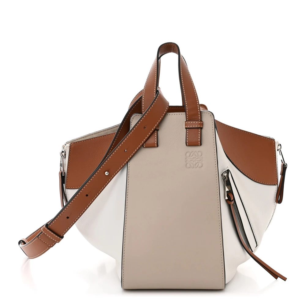 Lushentic Loewe Hammock Shoulder Bag Small Light OatTan Calfskin Leather Silver Hardware Front