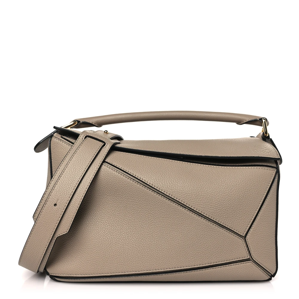 Lushentic Loewe Puzzle Bag Medium Sand Calfskin Leather Front