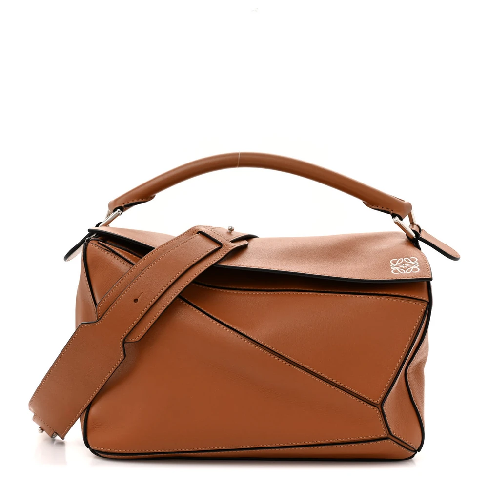 Lushentic Loewe Puzzle Bag Medium Tan Calfskin Leather Front
