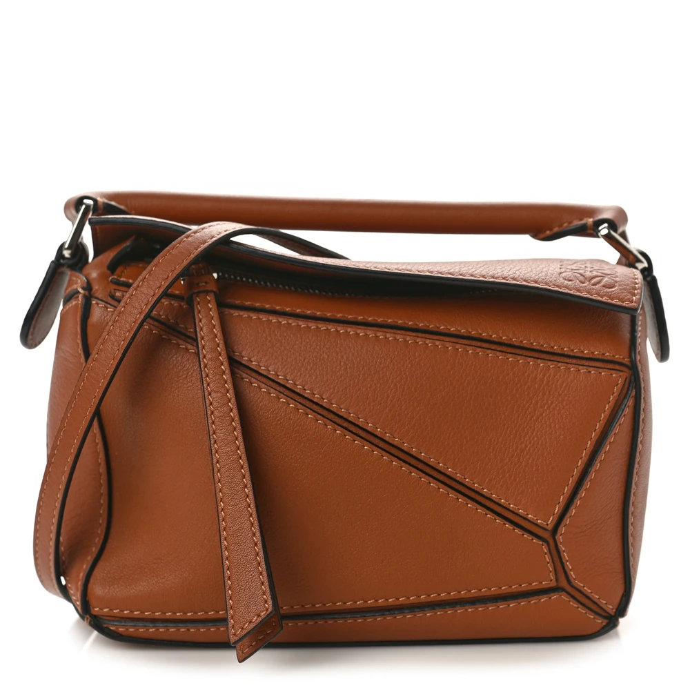Lushentic Loewe Puzzle Bag Mini Tan Calfskin Leather Front