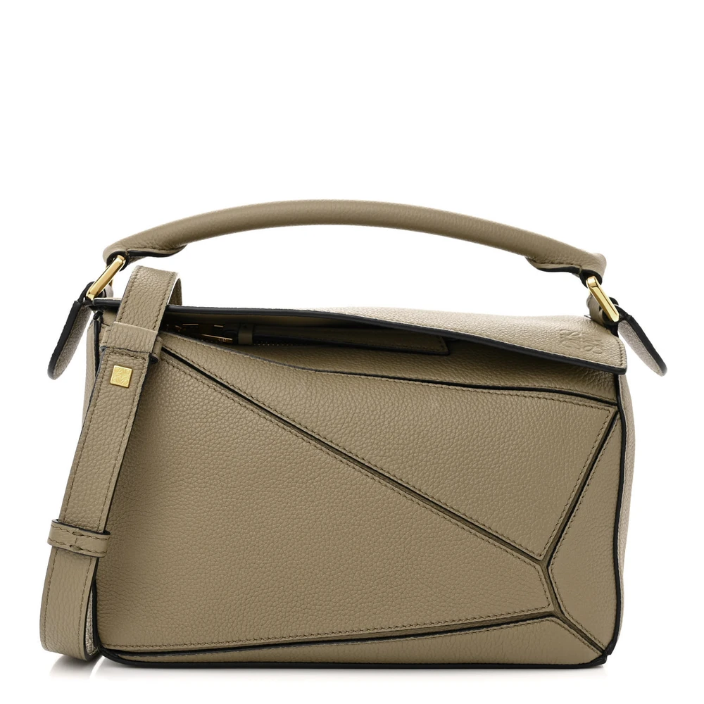 Lushentic Loewe Puzzle Bag Small Artichoke Green Calfskin Leather Front