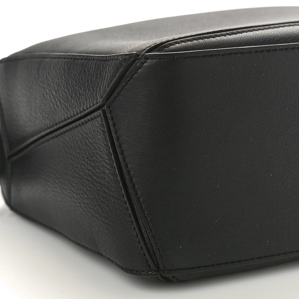 Lushentic Handbags Puzzle Bag: Small Black Calfskin Leather - Image 4