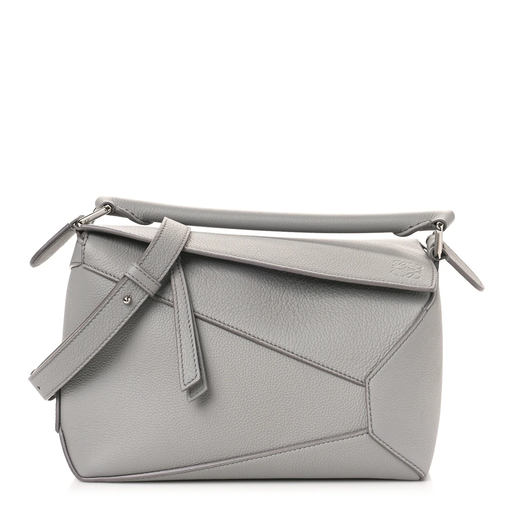 Lushentic Loewe Puzzle Bag Small Pearl Grey Calfskin Leather Front