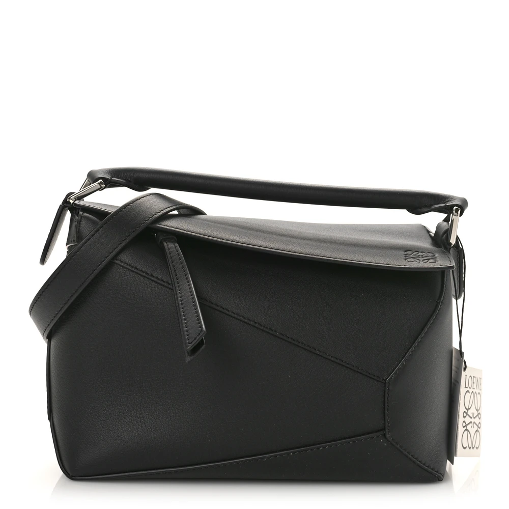 Lushentic Loewe Puzzle Edge Bag Small Black Calfskin Leather Front