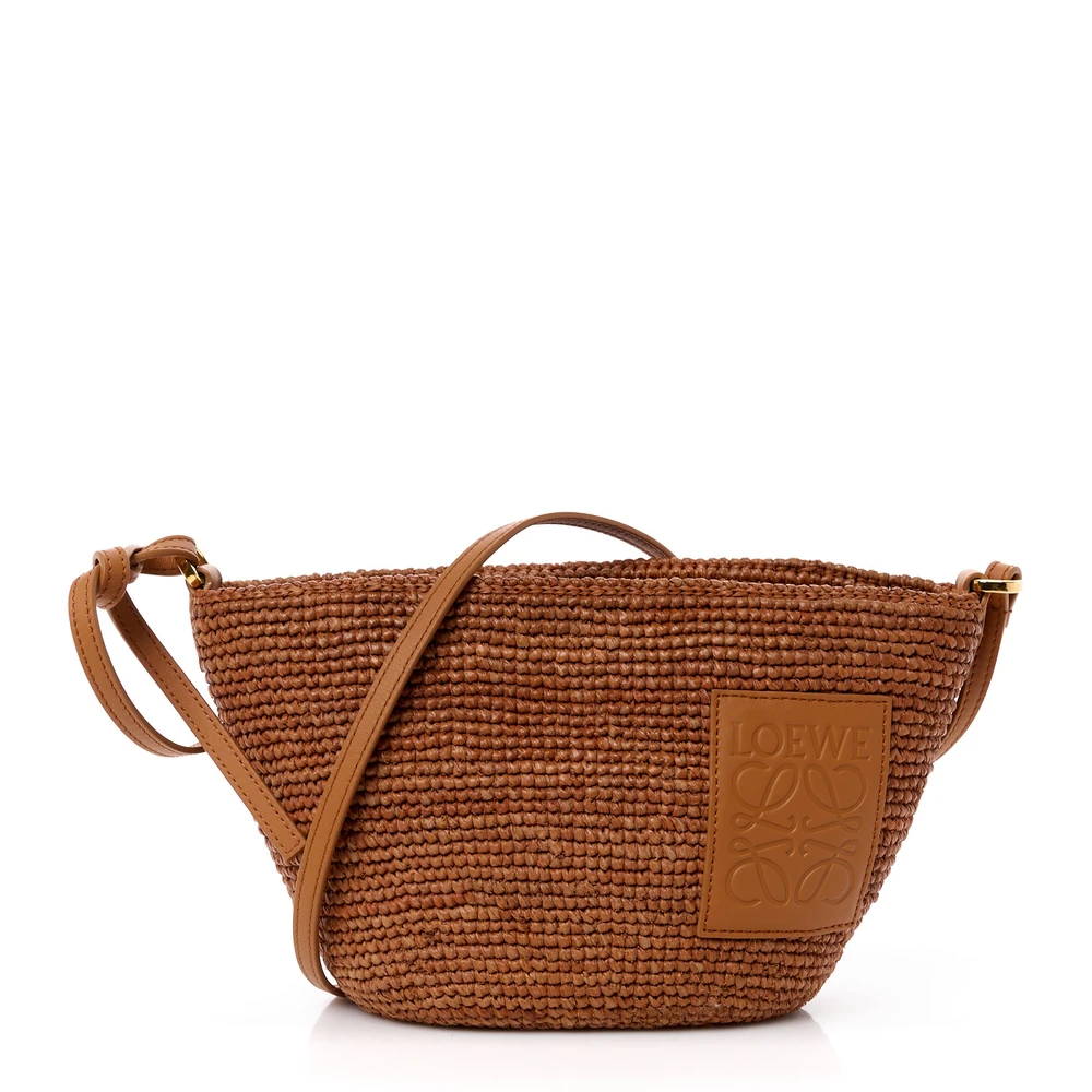 Lushentic Loewe Slit Pochette Bag Small Honey Gold Calfskin Leather & Raffia Front