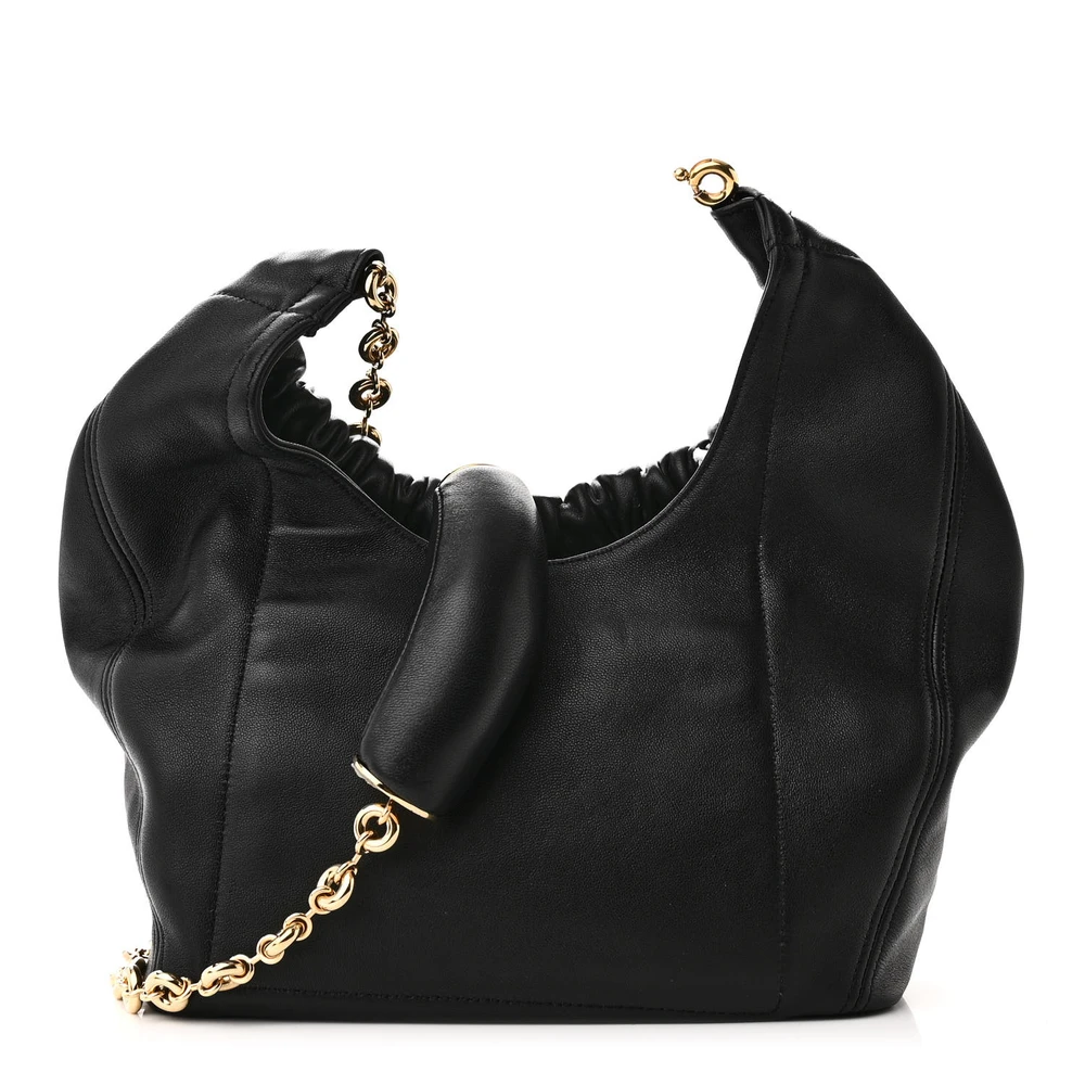 Lushentic Loewe Squeeze Bag Mini Black Buttery Nappa Lambskin Leather Gold Hardware Front