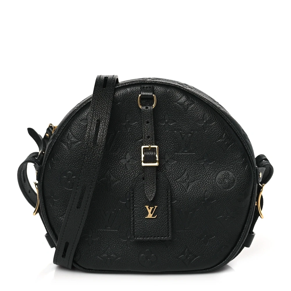Lushentic Louis Vuitton Boite Chapeau Souple MM Black Empreinte Leather Brass Hardware Front