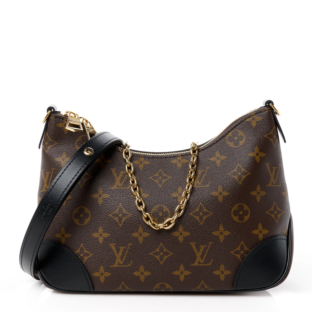 Lushentic Louis Vuitton Boulogne NM PM Black Monogram Canvas Gold Hardware Front