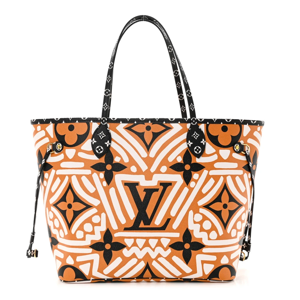 Lushentic Louis Vuitton Crafty Neverfull MM Creme Caramel Giant Monogram Canvas Brown Interior Front