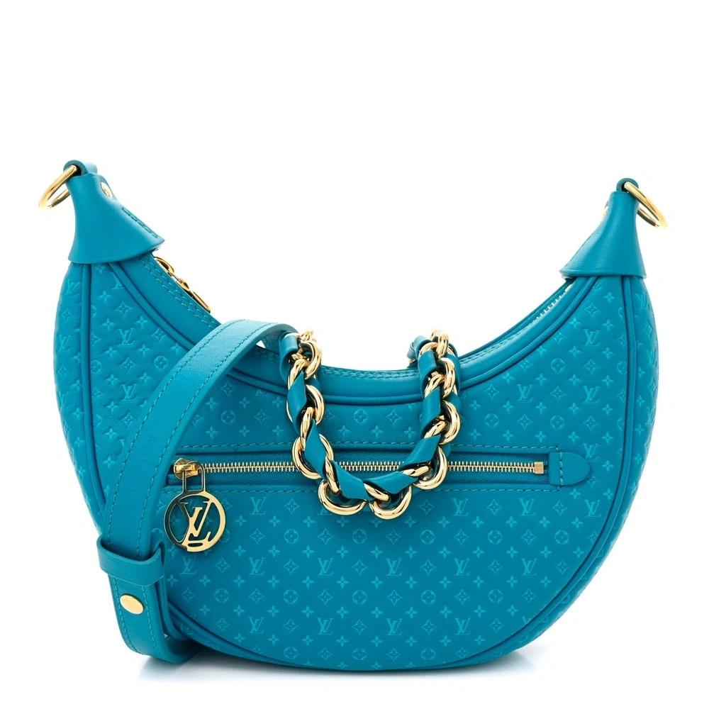 Lushentic Louis Vuitton Loop PM Bleu Nanogram Embossed Calfskin Leather Gold Hardware Front