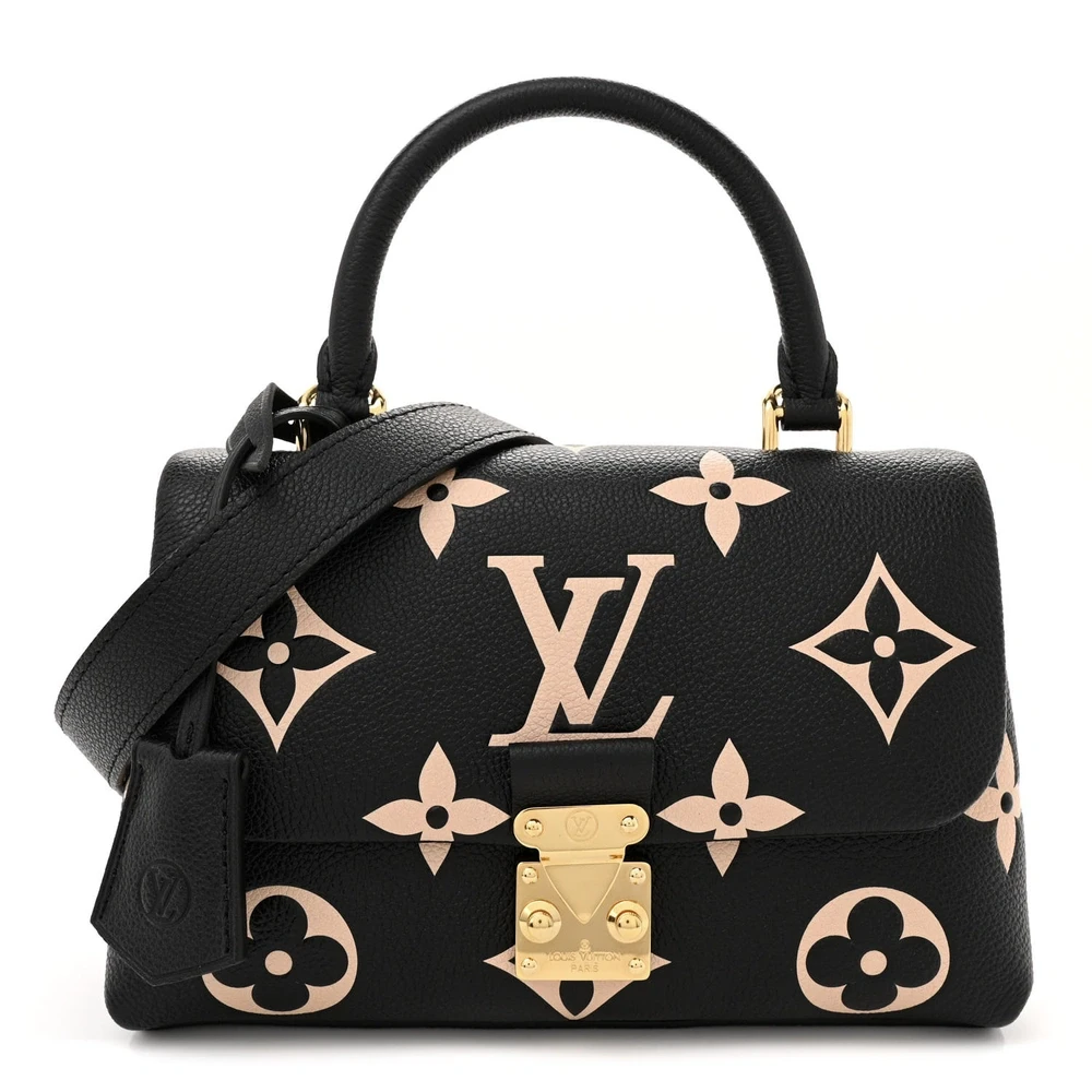 Lushentic Louis Vuitton Madeleine BB Black_Beige Giant Monogram Empreinte Leather Front