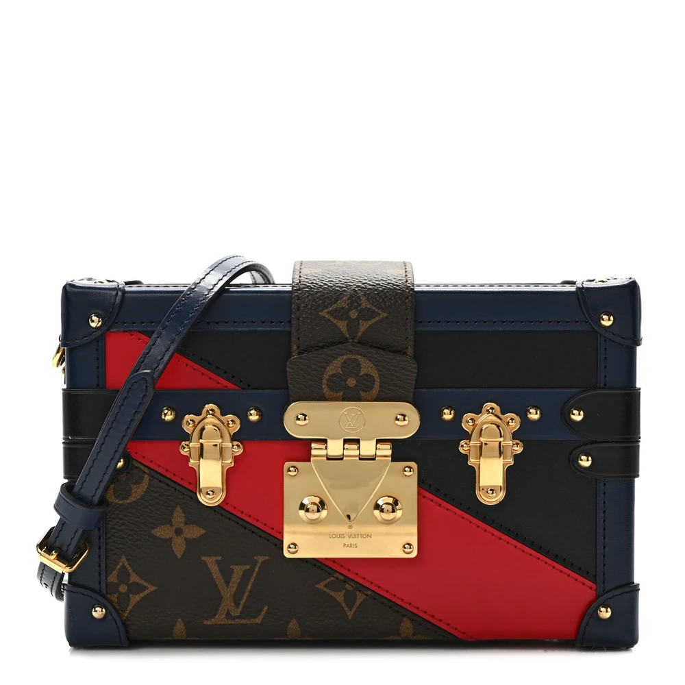 Lushentic Louis Vuitton Malletage Print Petite Malle PM Marine_Rouge Monogram Canvas Brass Hardware Front