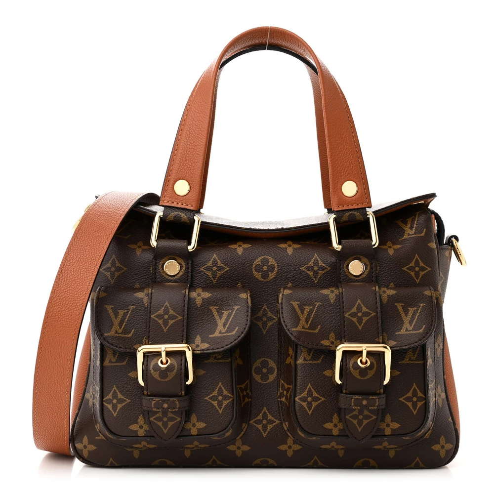 Lushentic Louis Vuitton Manhattan NM PM Caramel Monogram Canvas Brass Hardware Front
