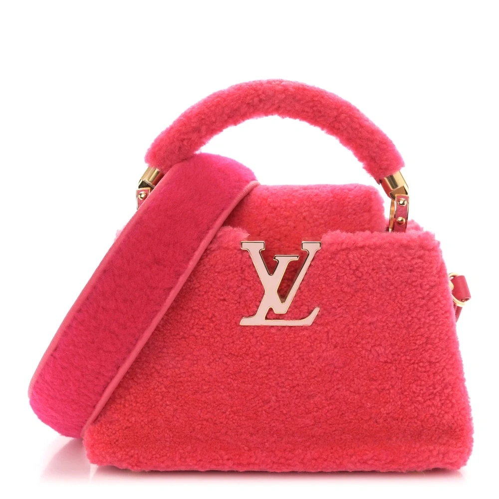 Lushentic Designer Bags Mini Capucines in Pink Shearling Leather - Premium Alternative Bag