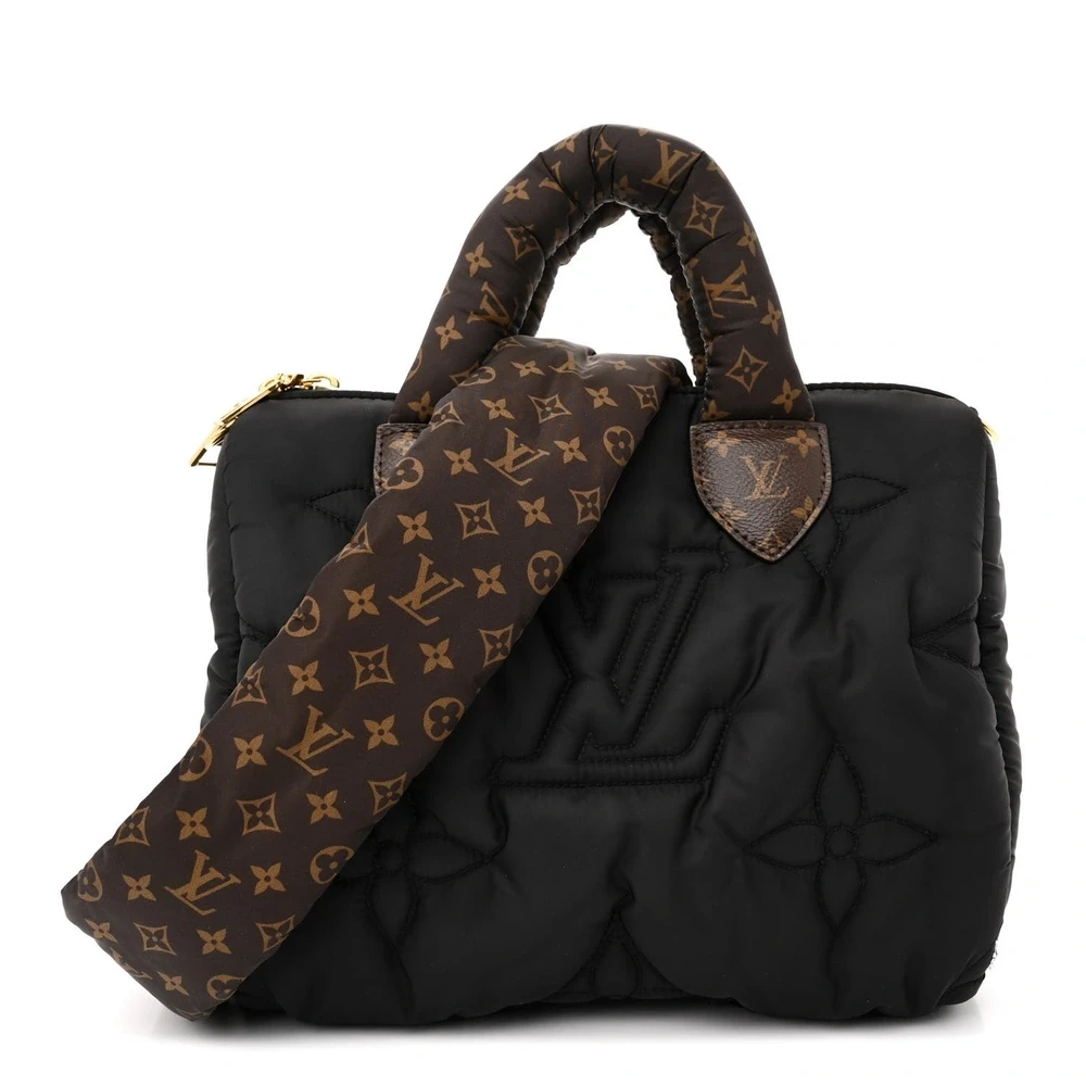 Lushentic Louis Vuitton Mini Pillow Speedy Bandouliere 25 Black Econyl & Monogram Canvas Gold Hardware Front