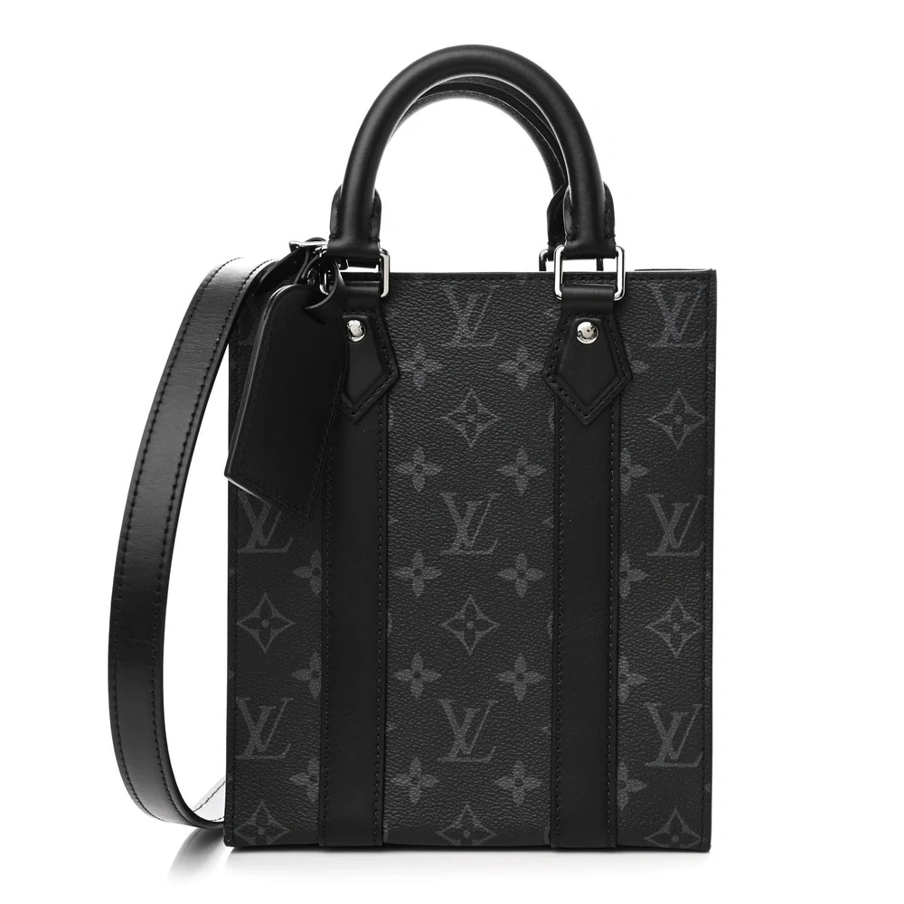 Lushentic Louis Vuitton Mini Sac Plat Monogram Eclipse Canvas Silver Hardware Front