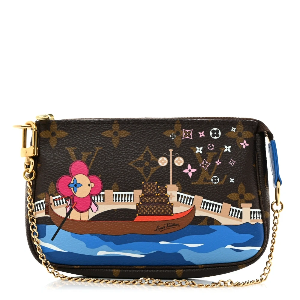 Lushentic Louis Vuitton Mini Venice Pochette Accessories 2019 Christmas Animation Monogram Canvas Gold Hardware Front