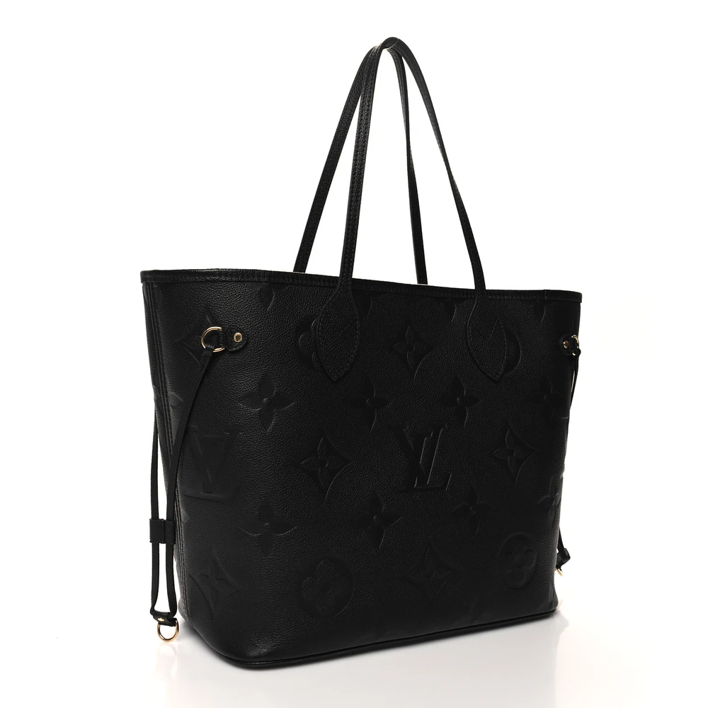 Lushentic Designer Neverfull MM Black Giant Monogram Empreinte Leather - Image 3
