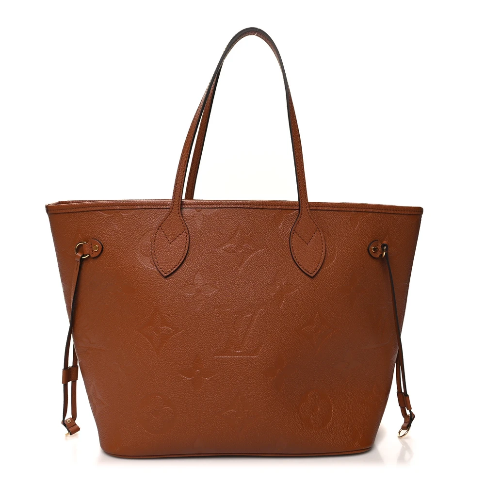 Lushentic Louis Vuitton Neverfull MM Cognac Giant Monogram Empreinte Leather Front