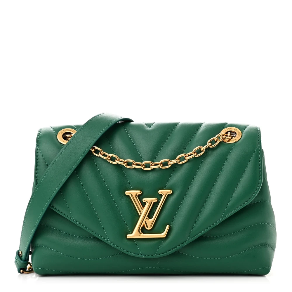 Lushentic Louis Vuitton New Wave Chain Bag MM NM Emerald Calfskin Leather Gold Hardware Front
