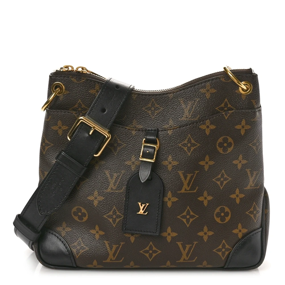 Lushentic Louis Vuitton Odeon PM Black Monogram Canvas Brass Hardware Front