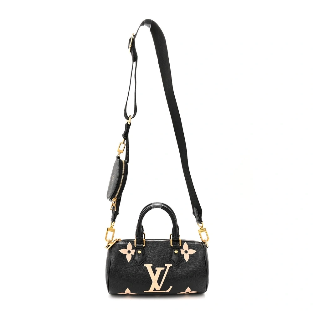 Lushentic Louis Vuitton Papillon BB Black_Beige Giant Monogram Empreinte Leather Gold Hardware Front