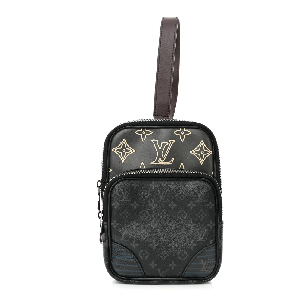 Lushentic Louis Vuitton Patchwork Amazone Sling Bag Monogram Eclipse Canvas Silver Hardware Front