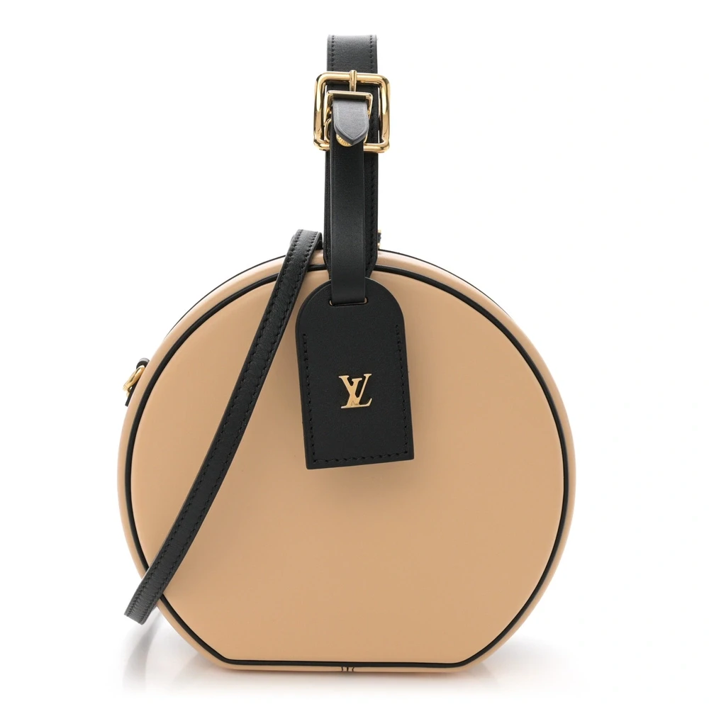 Lushentic Louis Vuitton Petite Boite Chapeau PM Black_Beige Calfskin Leather Beige Interior Gold Hardware Front
