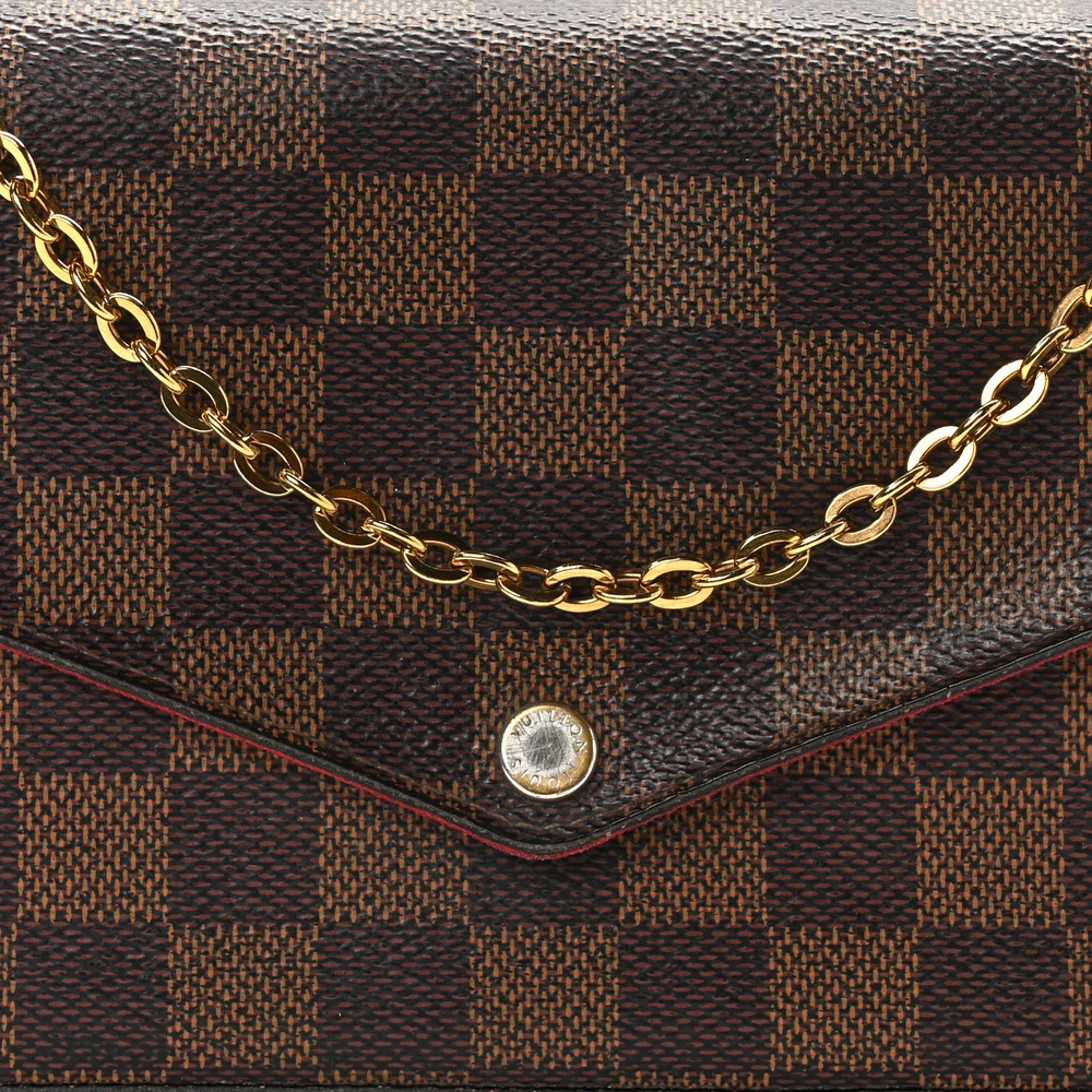 Lushentic Pochette Felicie Chain Wallet PM Damier Ebene Canvas - Image 8