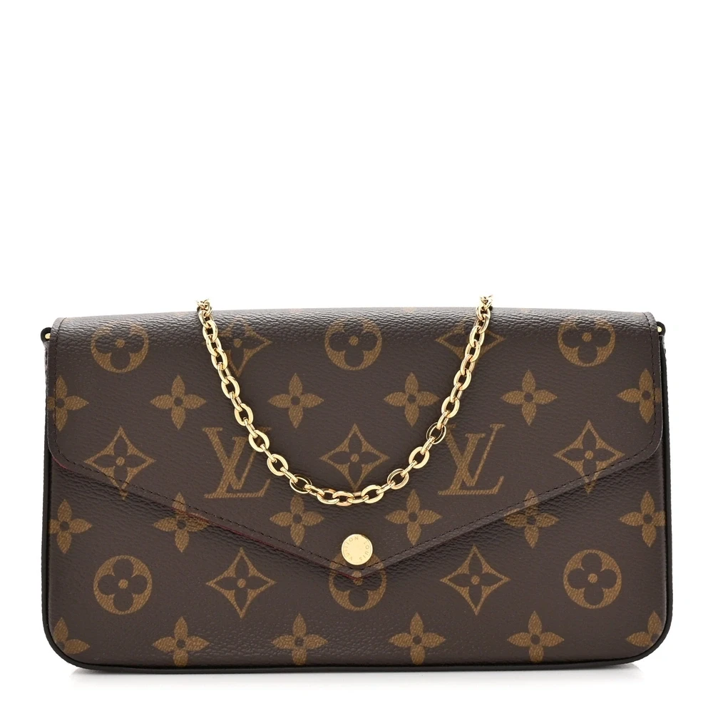 Lushentic Louis Vuitton Pochette Felicie Chain Wallet PM Monogram Canvas Gold Hardware Front