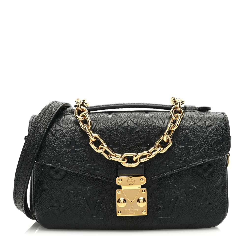 Lushentic Louis Vuitton Pochette Metis East West PM Black Empreinte Leather Gold Hardware Front
