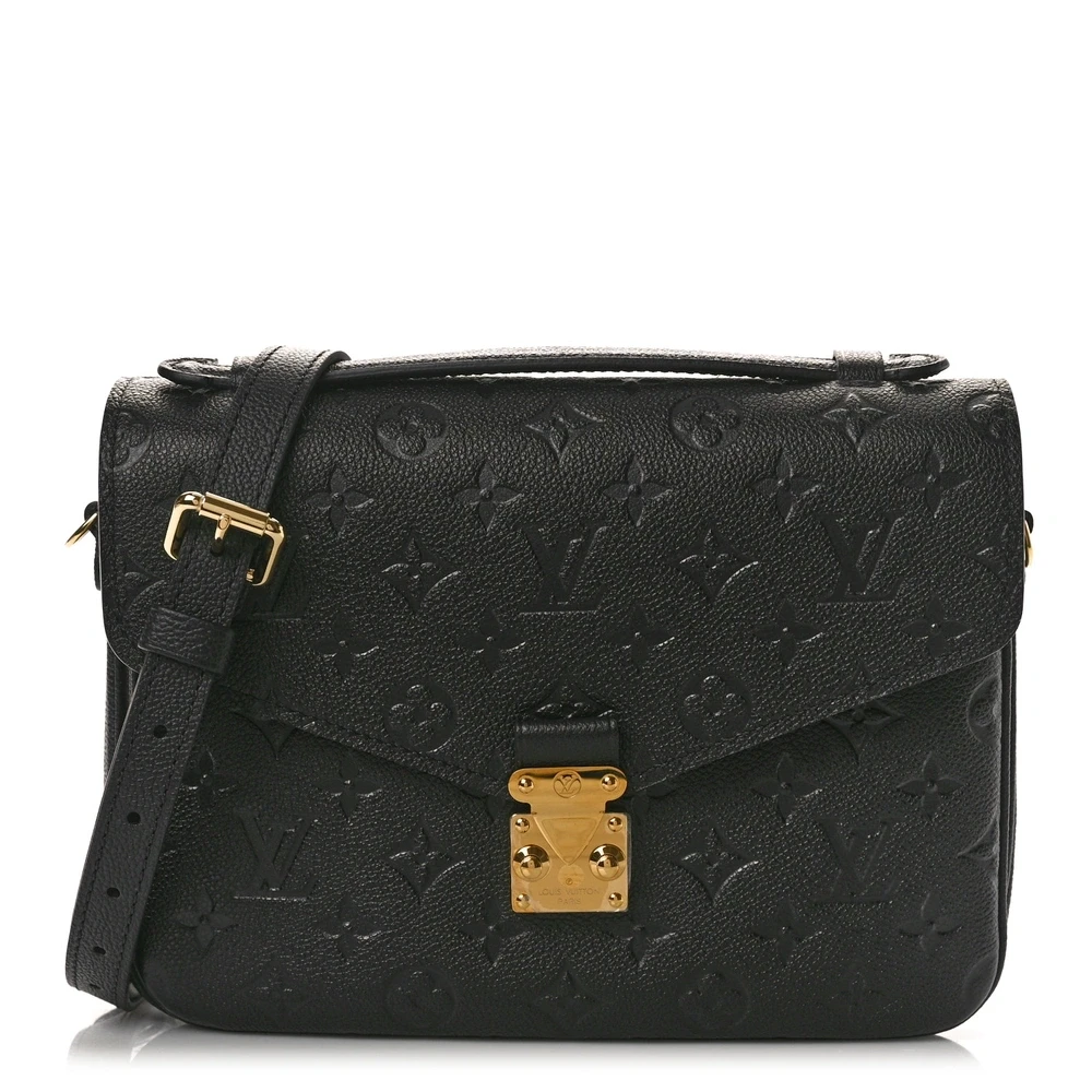 Lushentic Louis Vuitton Pochette Metis PM Black Empreinte Leather Brass Hardware Front