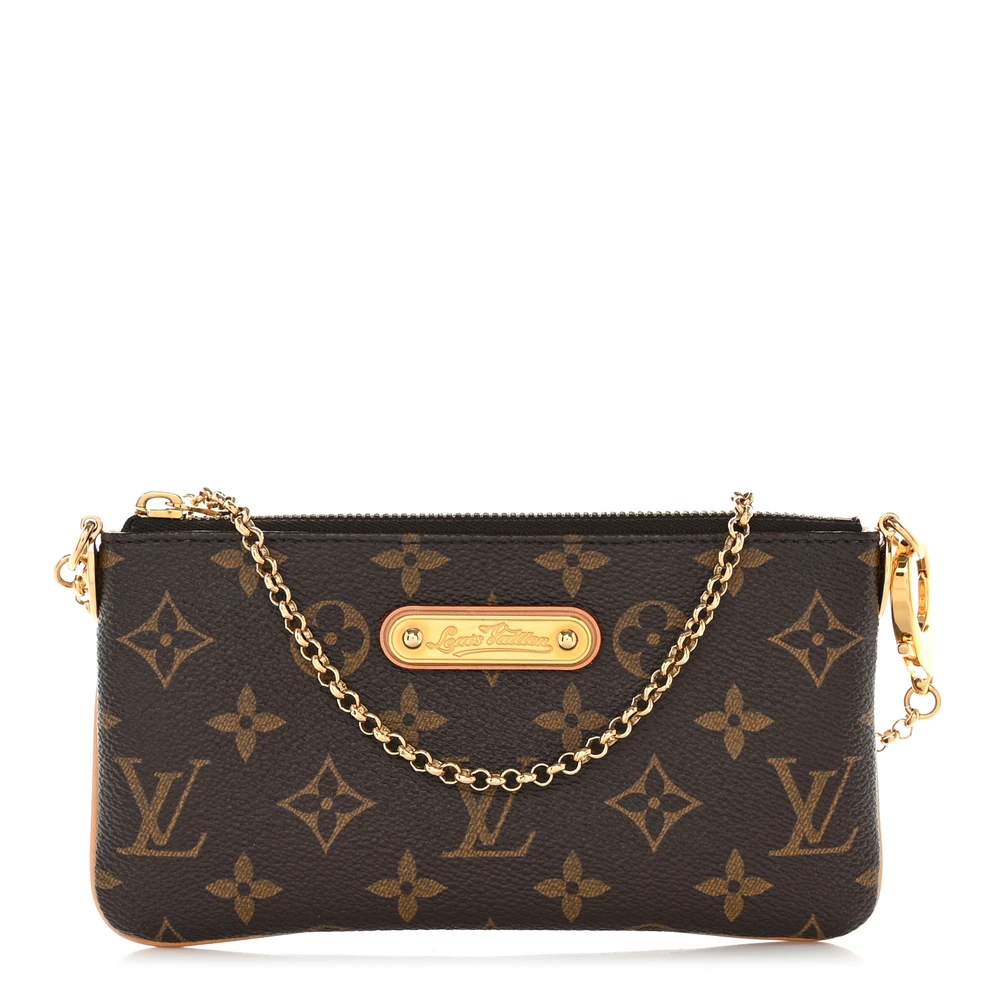 Lushentic Louis Vuitton Pochette Milla MM Monogram Canvas Gold Hardware Front