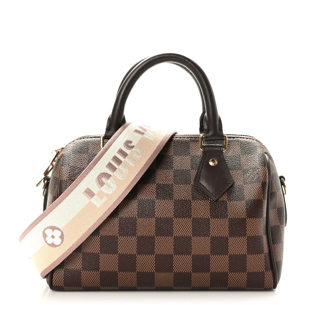 Lushentic Louis Vuitton Speedy Bandouliere 20 Damier Ebene Canvas Brass Hardware Front