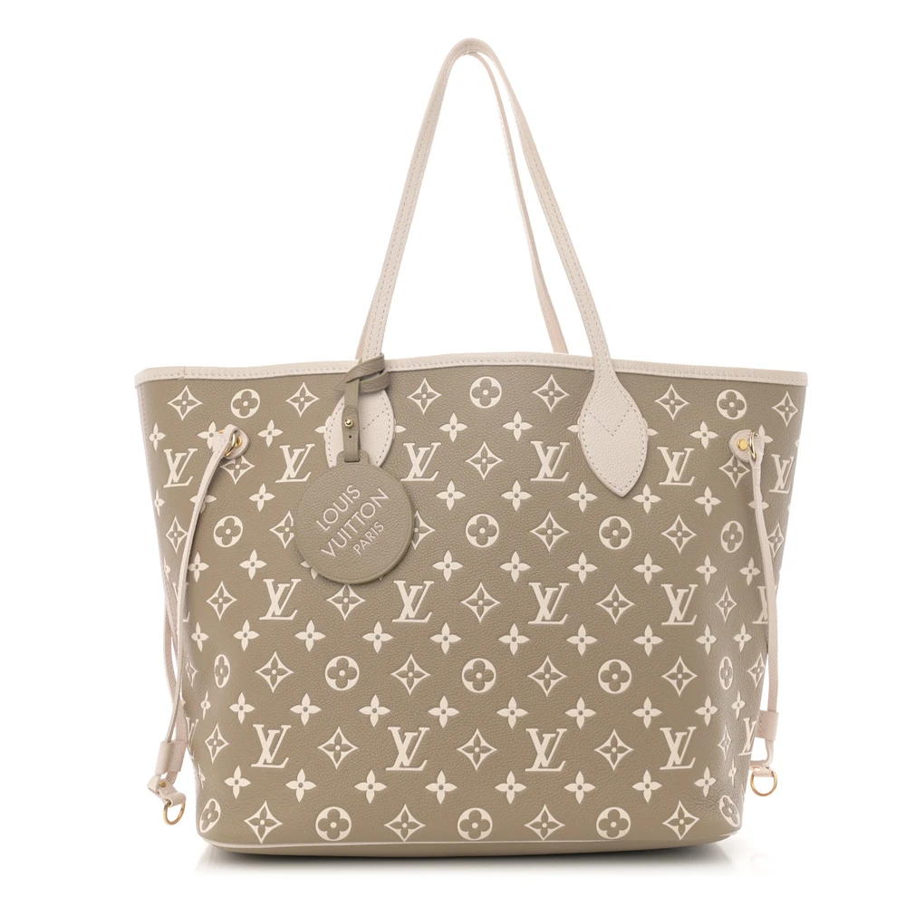 Lushentic Louis Vuitton Spring In The City Neverfull MM Kaki_Beige_Cream Monogram Empreinte Leather Front
