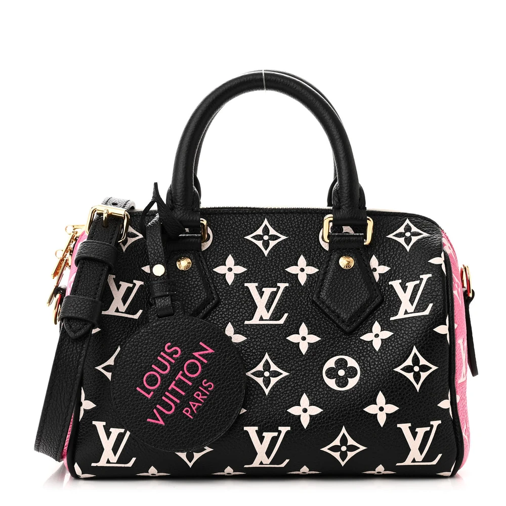Lushentic Louis Vuitton Spring in the City Speedy Bandoulière 20 Black_White_Pink Monogram Empreinte Leather Front