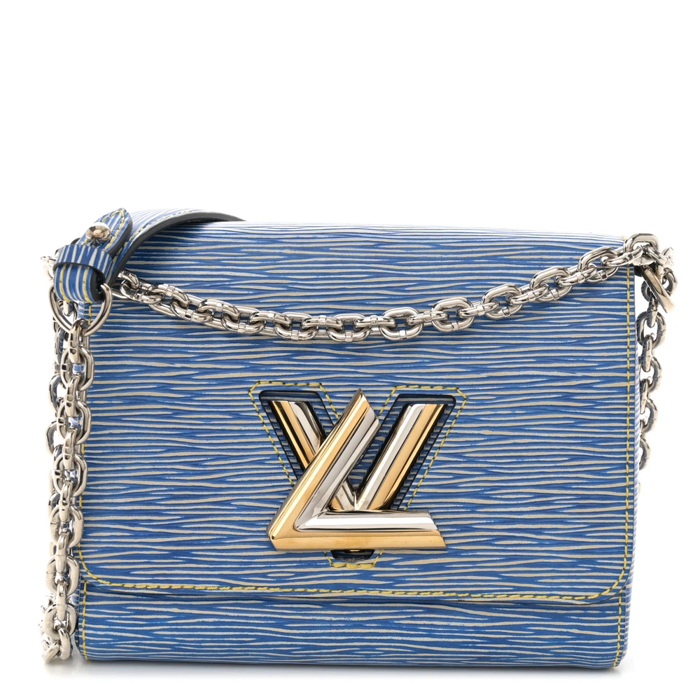 Lushentic Louis Vuitton Twist Shoulder Bag PM Denim Light Epi Leather Silver Hardware Front