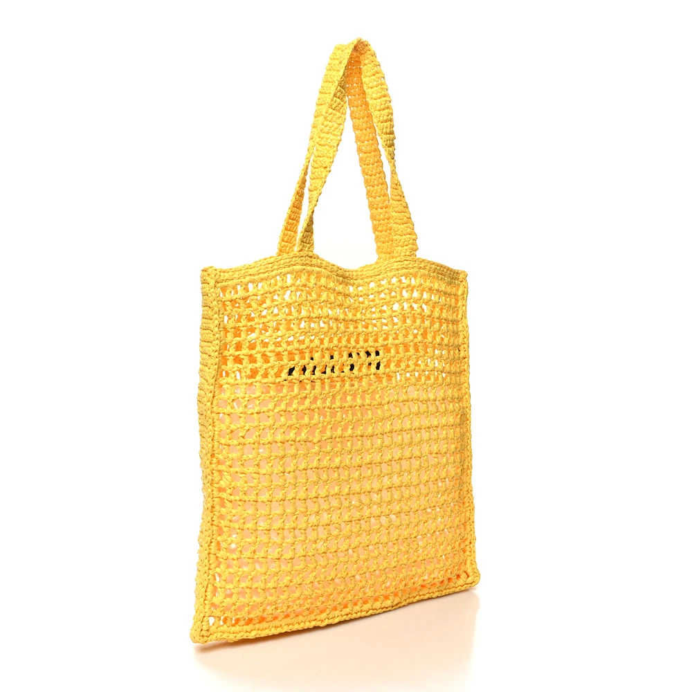 Lushentic Designer Bags - Large Effect Crochet Logo Tote Bag Giallo - Image 3