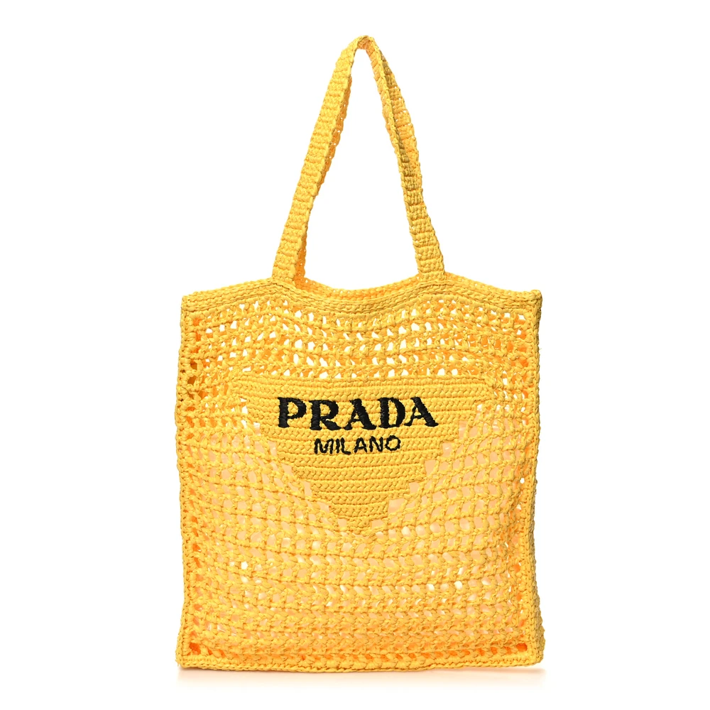 Lushentic Designer Bags - Large Effect Crochet Logo Tote Bag Giallo