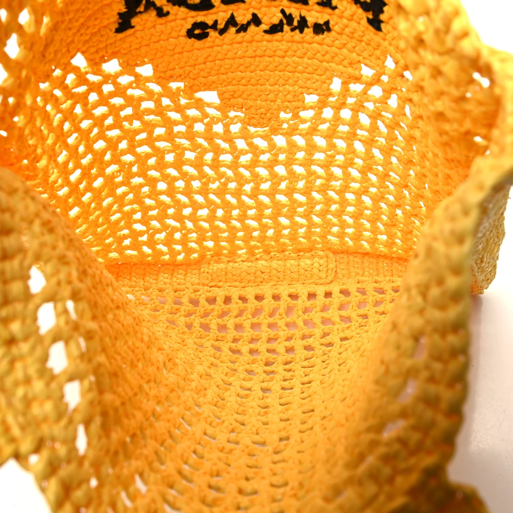 Lushentic Designer Bags - Large Effect Crochet Logo Tote Bag Giallo - Image 7