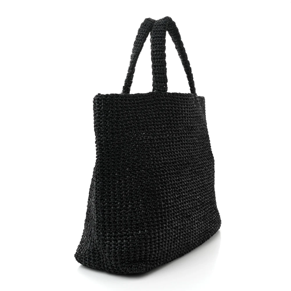 Lushentic Grade Bags - Large Crochet Tote Bag with Black Raffia Yarn - Image 3