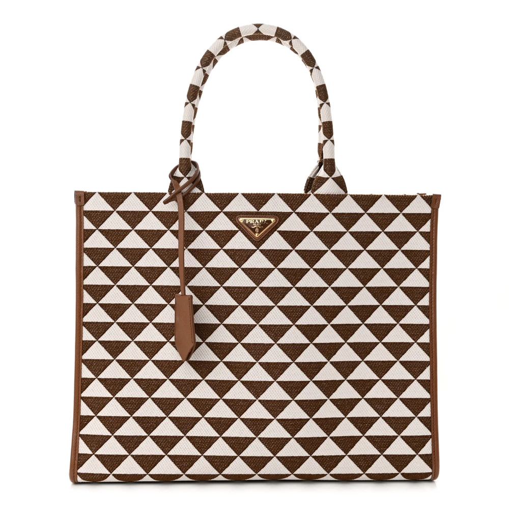 Lushentic Handbag - Large Triangolo Tote in Tobacco Talco Jacquard