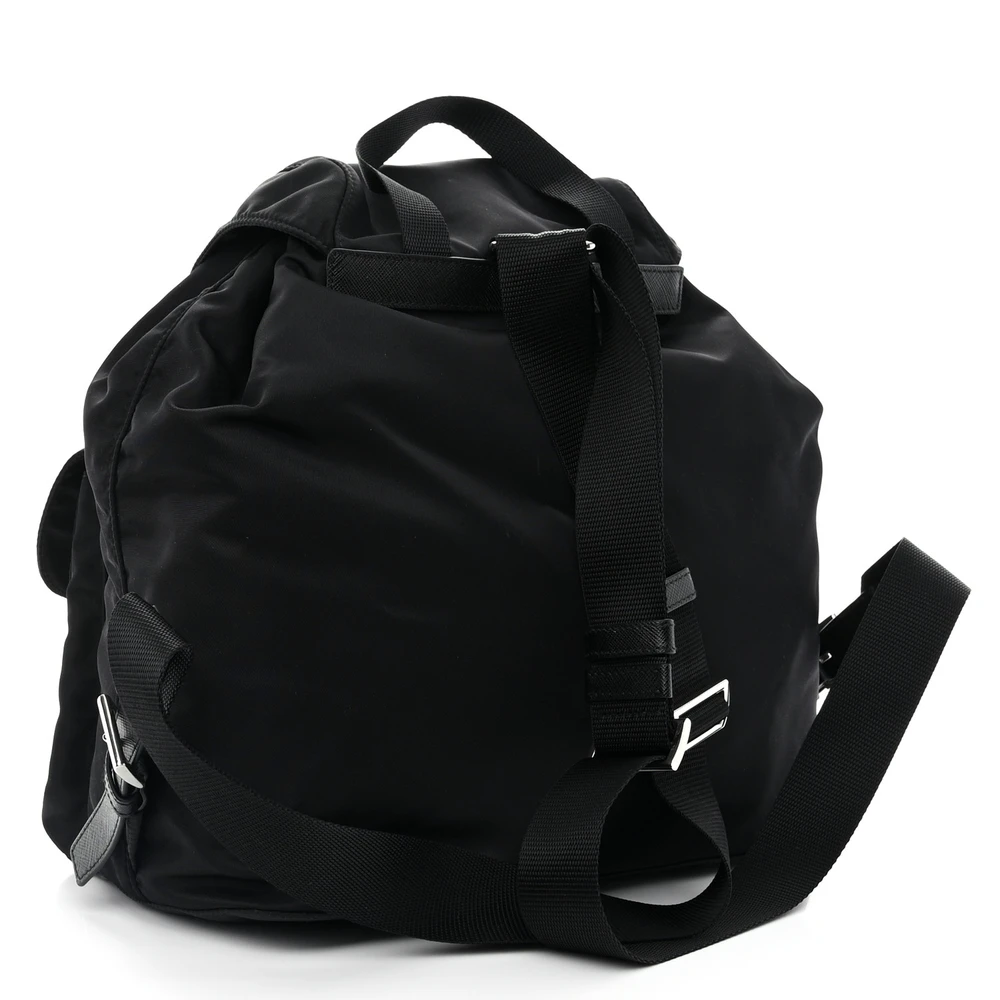 Lushentic Class Medium Backpack - Black Re-Nylon & Saffiano Leather - Image 3