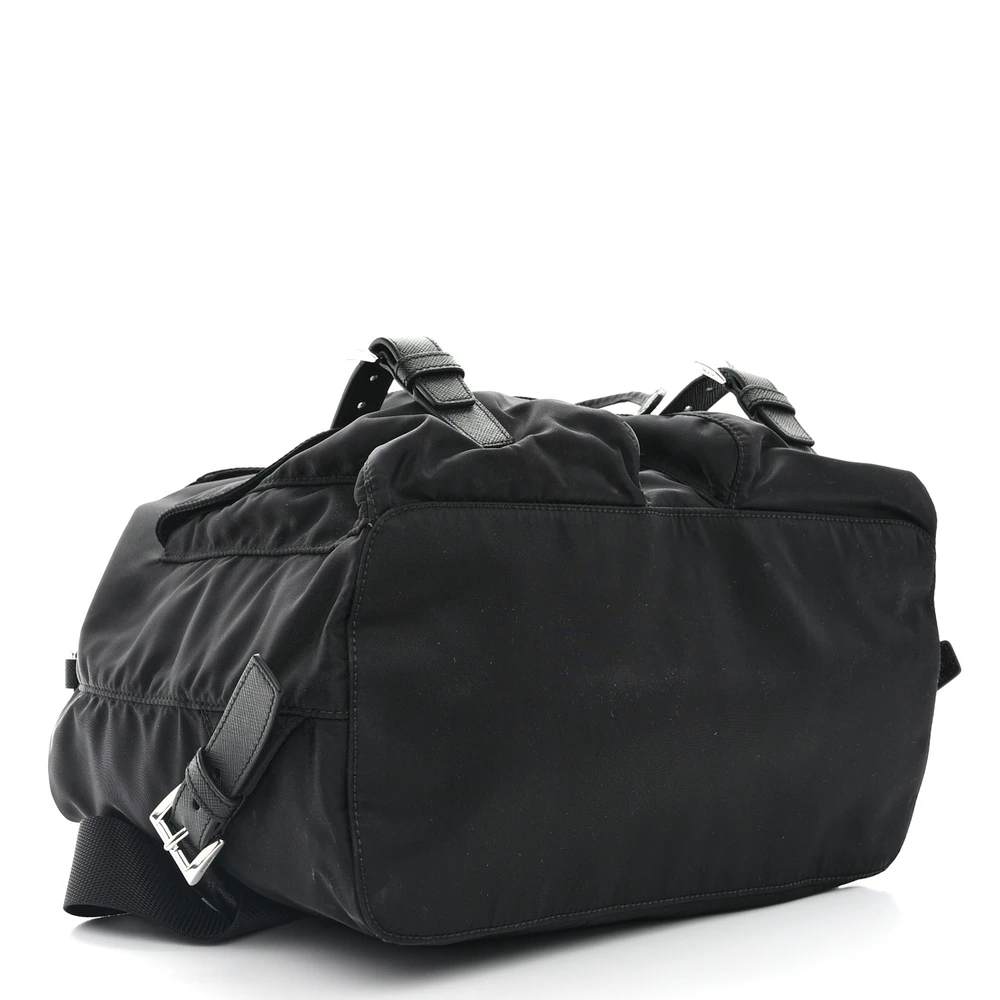 Lushentic Class Medium Backpack - Black Re-Nylon & Saffiano Leather - Image 6