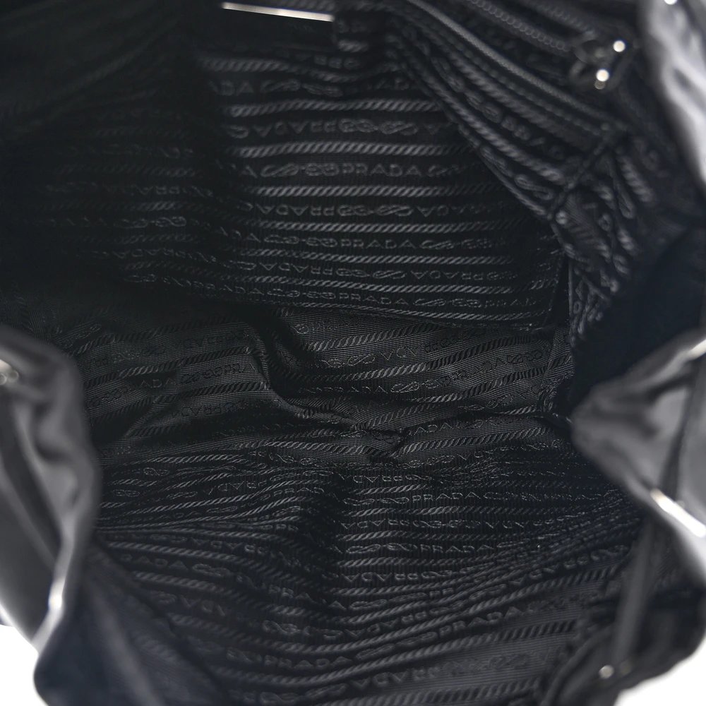 Lushentic Class Medium Backpack - Black Re-Nylon & Saffiano Leather - Image 7